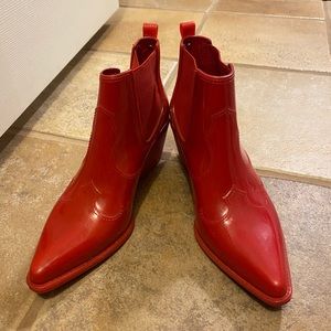 Sam Edelman Winona Western Style Pointed Toe ankle rain boots US size 8 RED